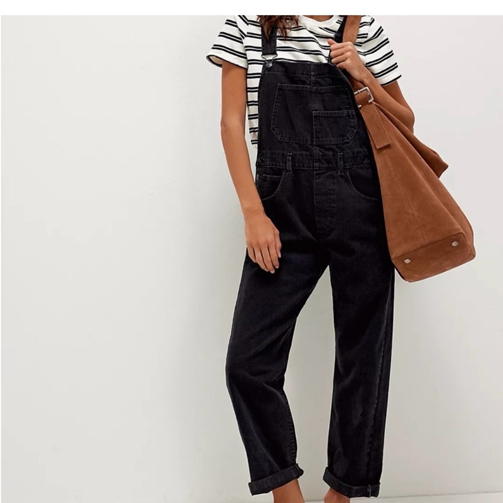 Free People Ziggy Overalls Black